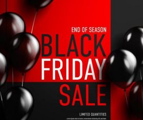 Shiny balloons with black firday sale poster vector 01
