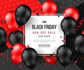 Shiny balloons with black firday sale poster vector 03