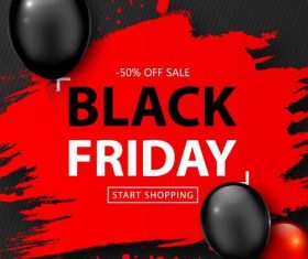 Shiny balloons with black firday sale poster vector 04