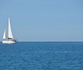 Small sailing boat at sea Stock Photo 06
