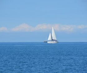Small sailing boat at sea Stock Photo 07