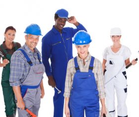 Smiling construction worker Stock Photo 02