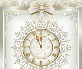 Snow with clock christmas vector material