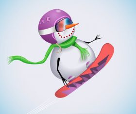 Snowman with skiing vectors 01