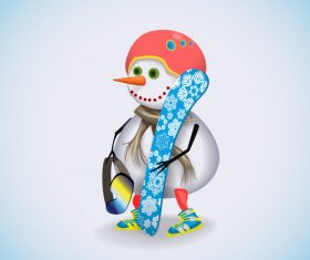 Snowman with skiing vectors 04