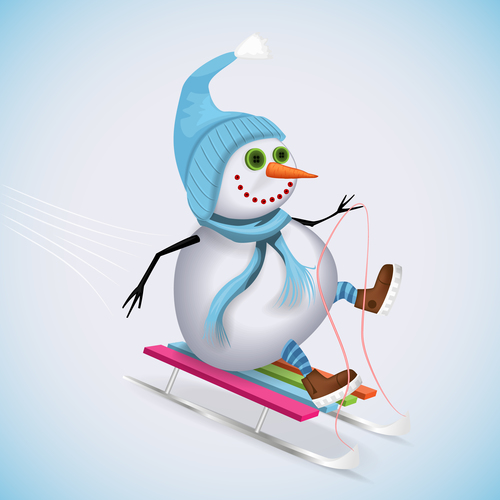Snowman with sled vectors
