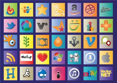 Social Web Logos set vector