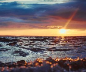 Spectacular beautiful sea sunrise Stock Photo