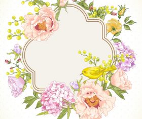 Spring flower with birds hand drawing vectors 04