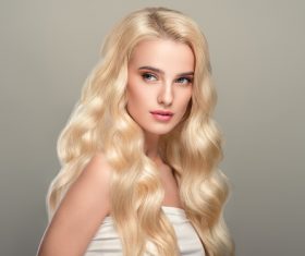 Stock Photo Beautiful girl with wavy white hair 01