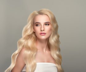 Stock Photo Beautiful girl with wavy white hair 02