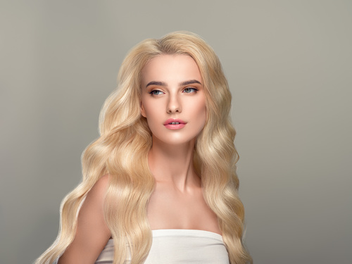 Stock Photo Beautiful girl with wavy white hair 02