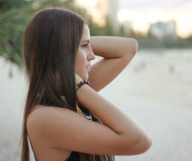 Stock Photo Side shooting girl