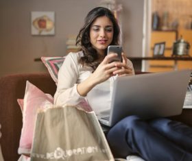Stock Photo Woman looking at cell phone 08