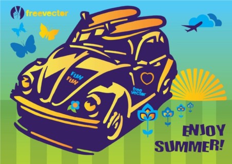 Summer Fun Beetle Car vector