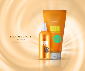 Sun protection cosmetic advertising poster template vector 01