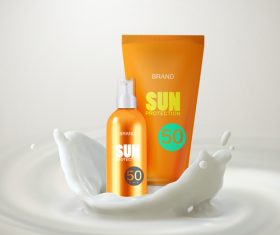 Sun protection cosmetic advertising poster template vector 03