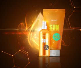 Sun protection cosmetic advertising poster template vector 04