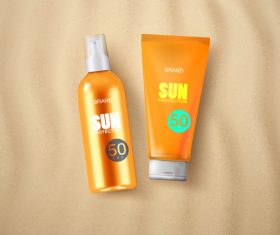 Sun protection cosmetic package illustration vector 01