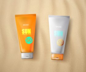 Sun protection cosmetic package illustration vector 03