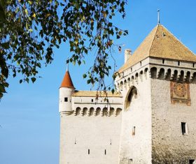 Swiss chillon castle natural scenery Stock Photo 03