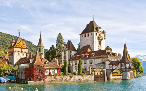 Swiss chillon castle natural scenery Stock Photo 04