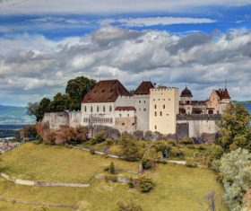 Swiss chillon castle natural scenery Stock Photo 05