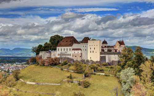 Swiss chillon castle natural scenery Stock Photo 05