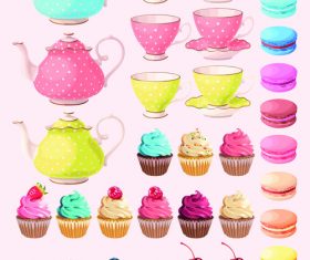 Teapot dessert dessert vector illustration background