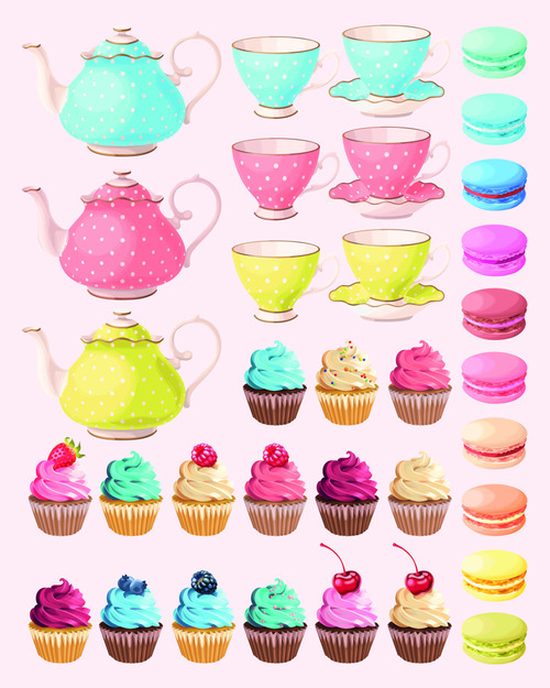 Teapot dessert dessert vector illustration background