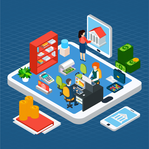Tech life online banking vector illustration