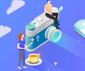 Tech photography character scene vector illustration