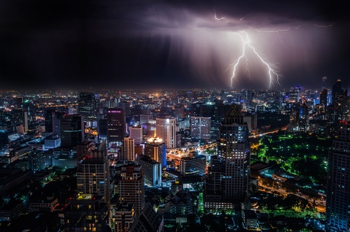 Terrorist thunderstorm lightning weather Stock Photo 08
