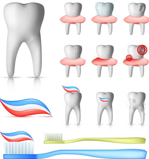 Tooth with Dental Supplies vector design