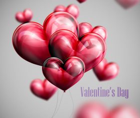 Transparent red balloon with valentine background vectors 01