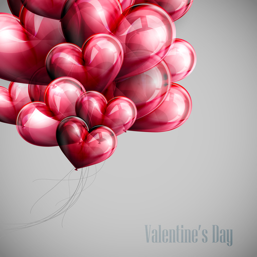 Transparent red balloon with valentine background vectors 03