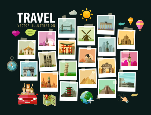 Travel with photo vector illustration