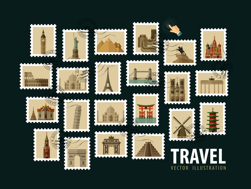 Travel with stamp vector illustration 01