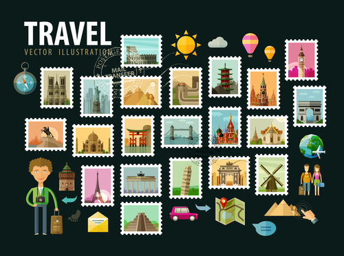 Travel with stamp vector illustration 02