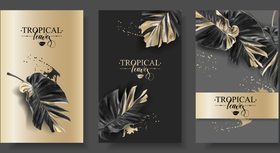 Tropical card template vectors 05