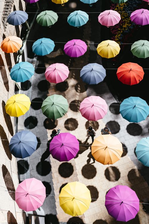 Umbrella Street Stock Photo