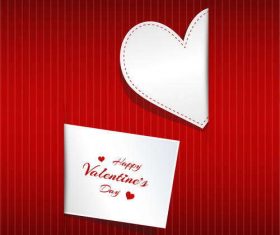 Valentine card template with white heart vector