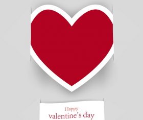 Valentine paper card with red heart vector