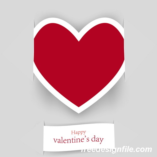 Valentine paper card with red heart vector