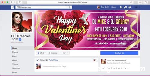 Valentines Day Facebook Cover PSD Template