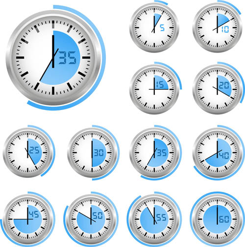 Various Blue Timers icon 2 vectors