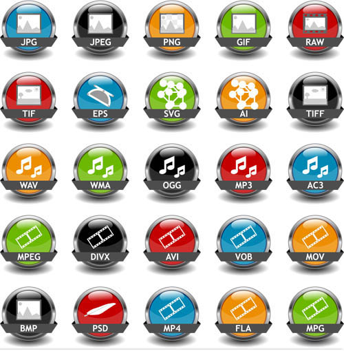 File Format Icons mix vector graphics