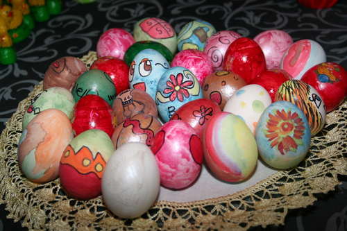 Various painted beautiful Easter eggs Stock Photo 03
