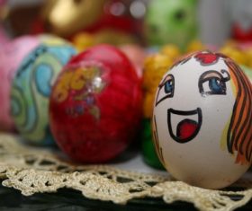 Various painted beautiful Easter eggs Stock Photo 04