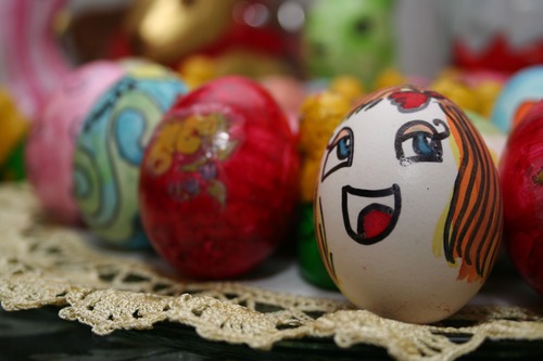 Various painted beautiful Easter eggs Stock Photo 04